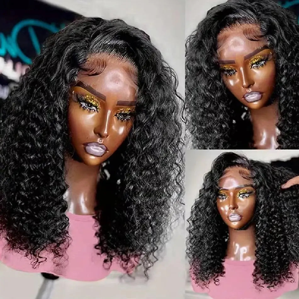 Curly Bob Wig 13x4 Lace Front Wigs Pre Plucked 250% Density Mongolian Glueless HD Kinky Curly Bob Lace Frontal Wigs Wet and Wavy High Class Cosmetics