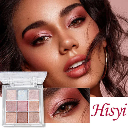 Nine-Color Eyeshadow Palette With Pearl, Fine Sparkle, Layerable Shimmer, Bright Glitter And Vibrant Colors New For Unisex High Class Cosmetics