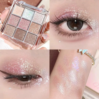 Nine-Color Eyeshadow Palette With Pearl, Fine Sparkle, Layerable Shimmer, Bright Glitter And Vibrant Colors New For Unisex High Class Cosmetics