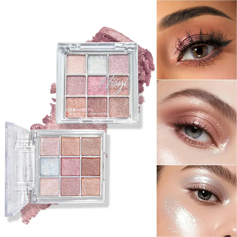 Nine-Color Eyeshadow Palette With Pearl, Fine Sparkle, Layerable Shimmer, Bright Glitter And Vibrant Colors New For Unisex High Class Cosmetics
