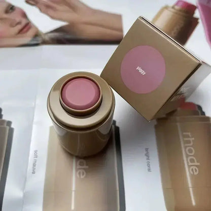 Rhod Pocket Blush LIP Stick Lip And Cheek Hydrating Stick Natural Rouge Powder Blush Cream Lipstick Cheek Easy To Apply Color High Class Cosmetics