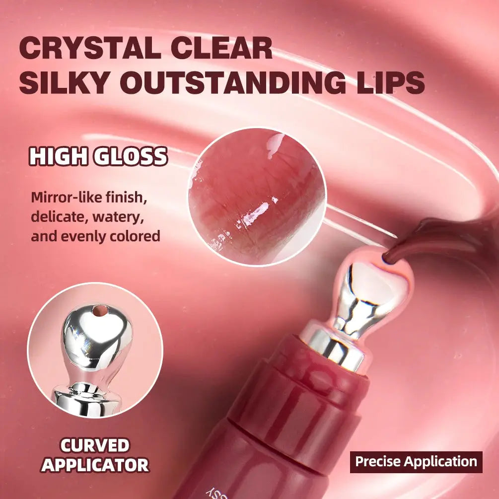 QIBEST Mirror Pearl Lipgloss Long Lasting Moisturizing Lipstick Shine Glitter Lip Glaze Non Stick Cup Jelly Pout Lip Tint Makeup High Class Cosmetics