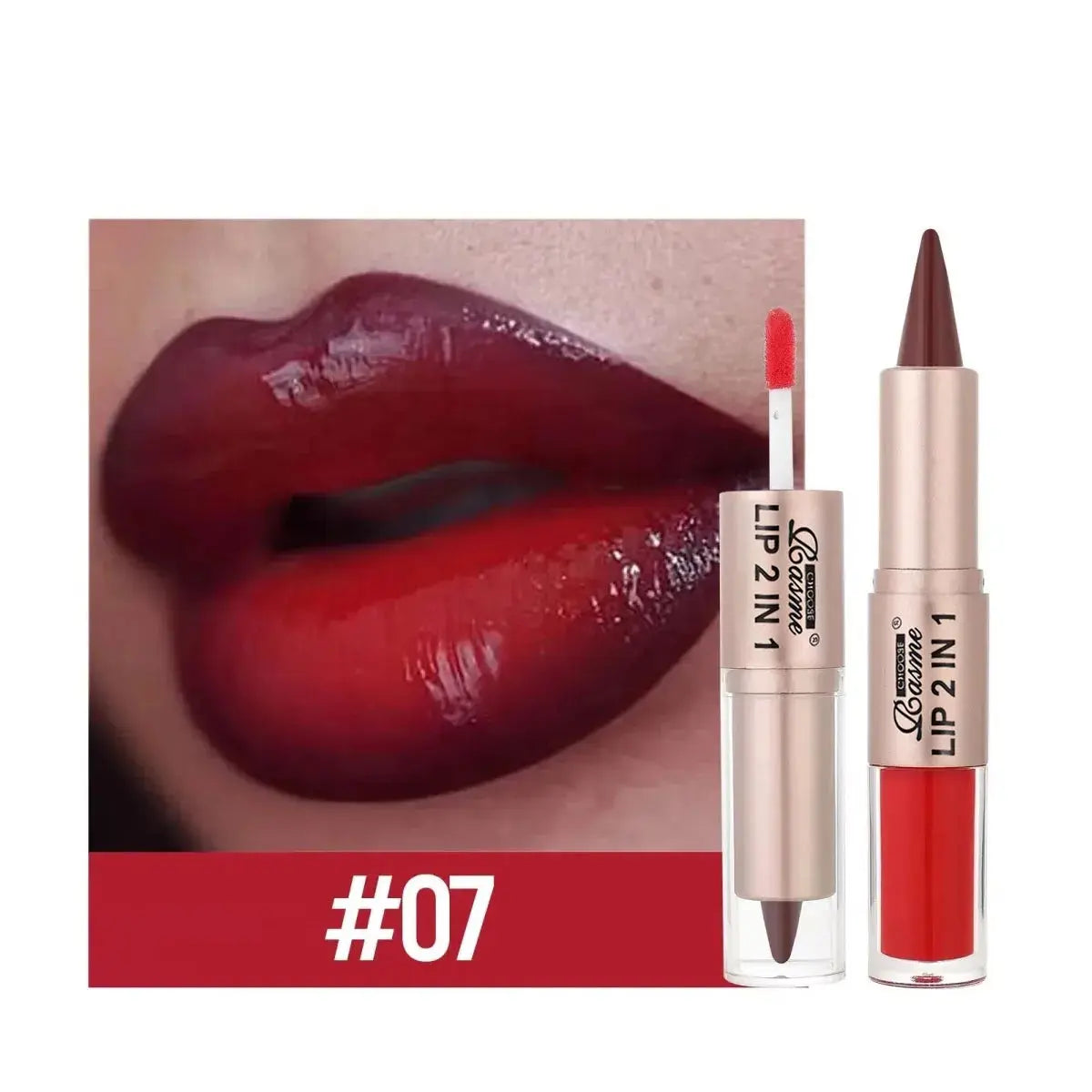 2IN1 Tapered Gradient Lipliner Pen Nude Brown Mirror Glass Lip Gloss Matte Lip Liner Waterproof Lip Contour Non Stick Makeup High Class Cosmetics