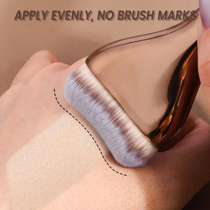 Professional Foundation Brush - Soft Nylon Bristles, Elegant Brown Handle, for BB Cream, Liquid Foundation, Powder - Travel High Class Cosmetics