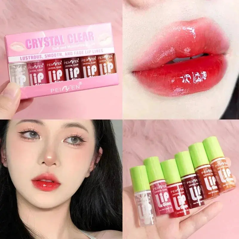 6PCS Moisturizing Lip Gloss Transparent Lip Oil Hydrating Lip Glaze Lip Plumper Hydrating Make Up Liquid Lipstick Lips Cosmetics High Class Cosmetics