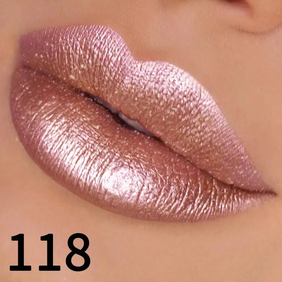 19 colors glitter lipstick hydrating red pink sparkling shine lip color highly pigmented lip tints metallic finish lip makeup High Class Cosmetics