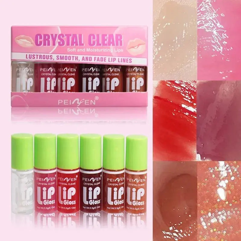 6PCS Moisturizing Lip Gloss Transparent Lip Oil Hydrating Lip Glaze Lip Plumper Hydrating Make Up Liquid Lipstick Lips Cosmetics High Class Cosmetics