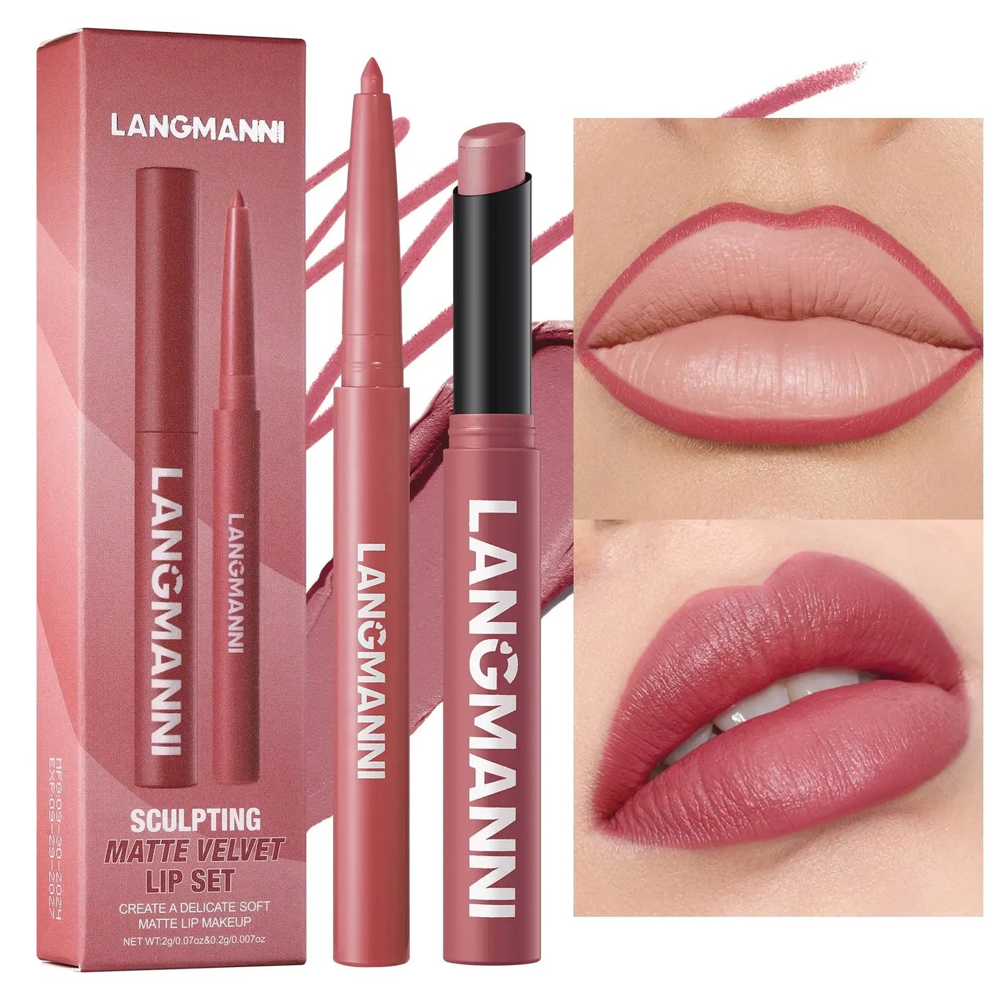 Integrated waterproof lipliner+lipstick lipstick lipstick set,no smudge,no fade,no cup,durable,easy to create a perfect makeup! High Class Cosmetics