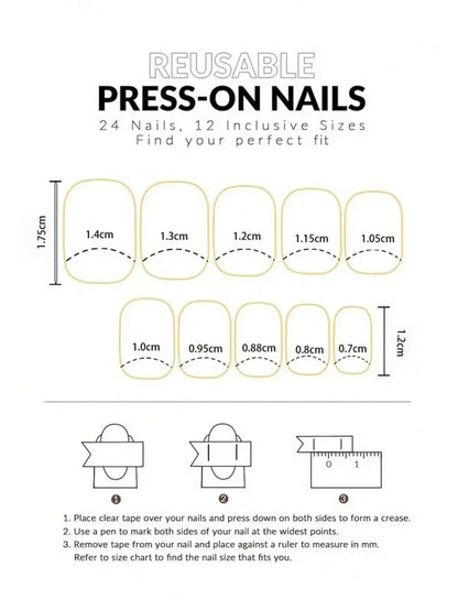 24pcs/set short square fake nails for women cute bride heart white french tips faux ongles y2k press on false nail supplies High Class Cosmetics