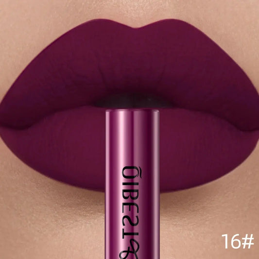 QIBEST Matte Liquid Lipstick Waterproof Long Lasting Velvet Lip Gloss Tint Tube Matte Nude Pigment Red Lipgloss Lips Makeup High Class Cosmetics