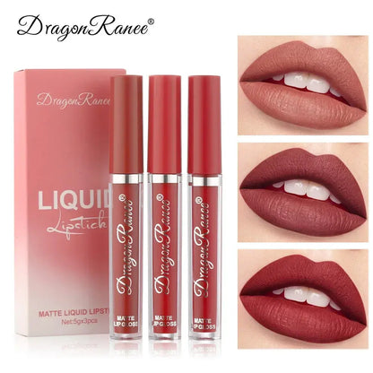 3 PCS Liquid Lipsticks Set Long Lasting Make Up For Women Korean Beauty Cosmetics Matte Lipsticks Waterproof Long lasting High Class Cosmetics