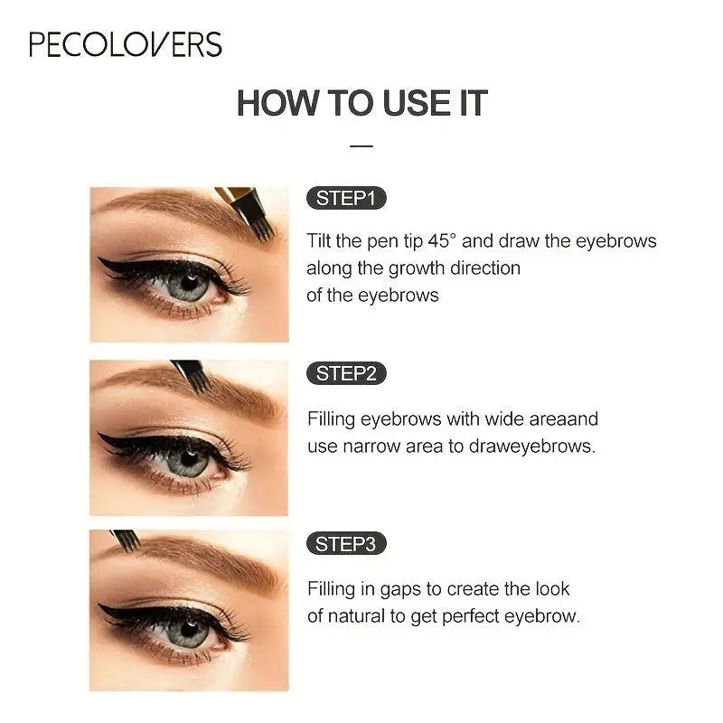 6 Colors 1pc Eyebrow Pen Waterproof 4 Split Tip Eyebrows Pen Eyebrow Tattoo Pen Waterproof Liquid Black Eyebrow Makeup Pencil High Class Cosmetics