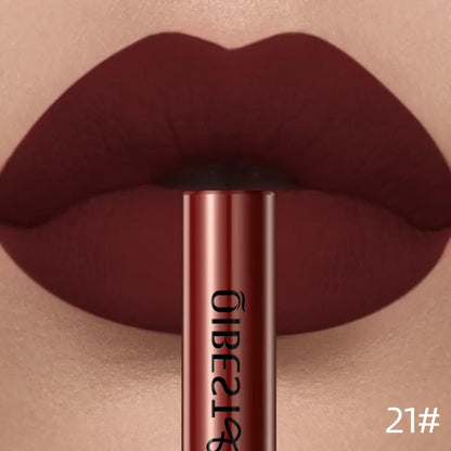 QIBEST Matte Liquid Lipstick Waterproof Long Lasting Velvet Lip Gloss Tint Tube Matte Nude Pigment Red Lipgloss Lips Makeup High Class Cosmetics