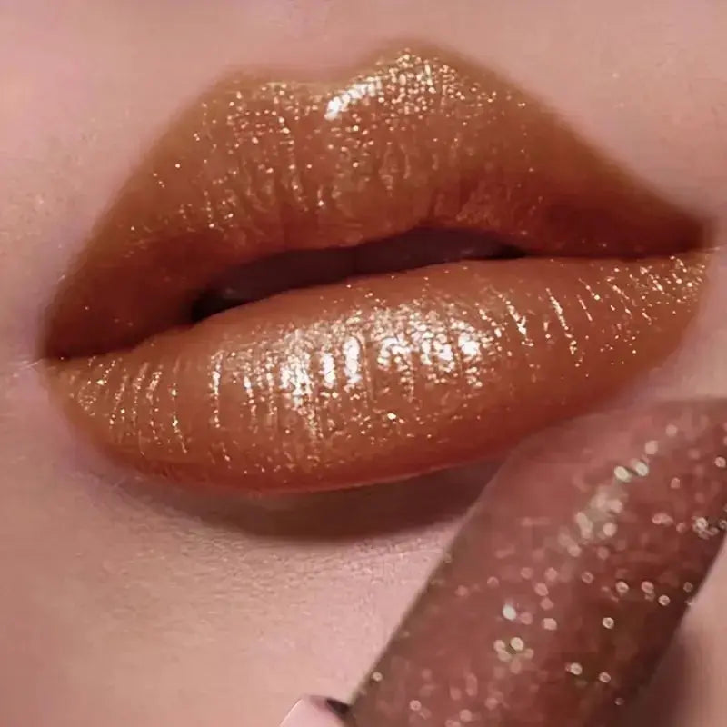 High Shine Pearlescent Lipstick, Long Wear Waterproof Lip Color, Moisturizing Plumping Lipstick for Charming Lips High Class Cosmetics