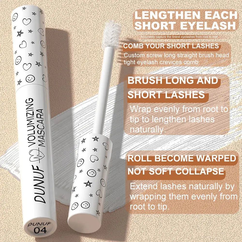 White Slender Curly Mascara, Color Mascara Waterproof Not Easy To Smudge, Portable Fine Brush Head，Holiday Makeup High Class Cosmetics