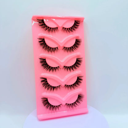 Hot Selling Makeup 5 Pairs Cat Eye Lashes Faux False Eyelashes Dramatic Volume Strip Lashes High Class Cosmetics