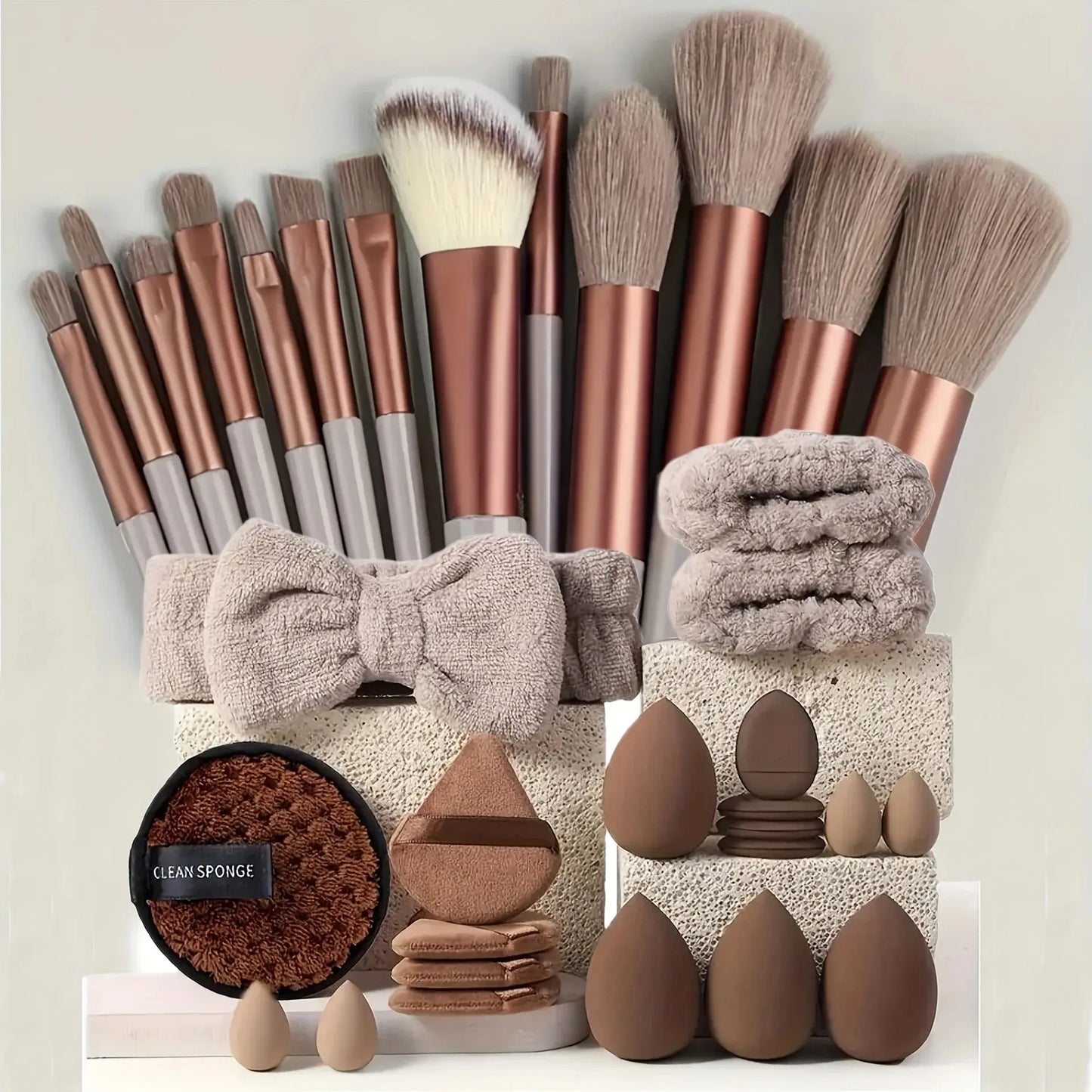 33pcs beauty set makeup kit  large and small beauty sponges for flawless makeup application and removal of makeup full set High Class Cosmetics