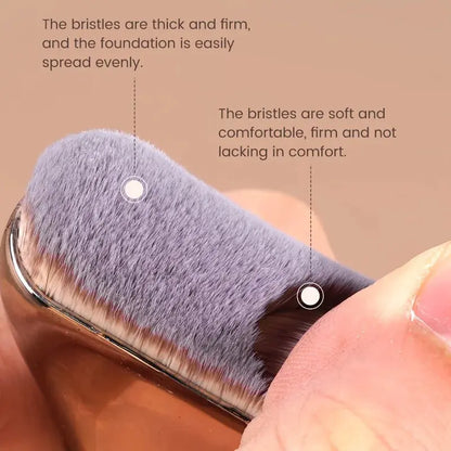Professional Foundation Brush - Soft Nylon Bristles, Elegant Brown Handle, for BB Cream, Liquid Foundation, Powder - Travel High Class Cosmetics