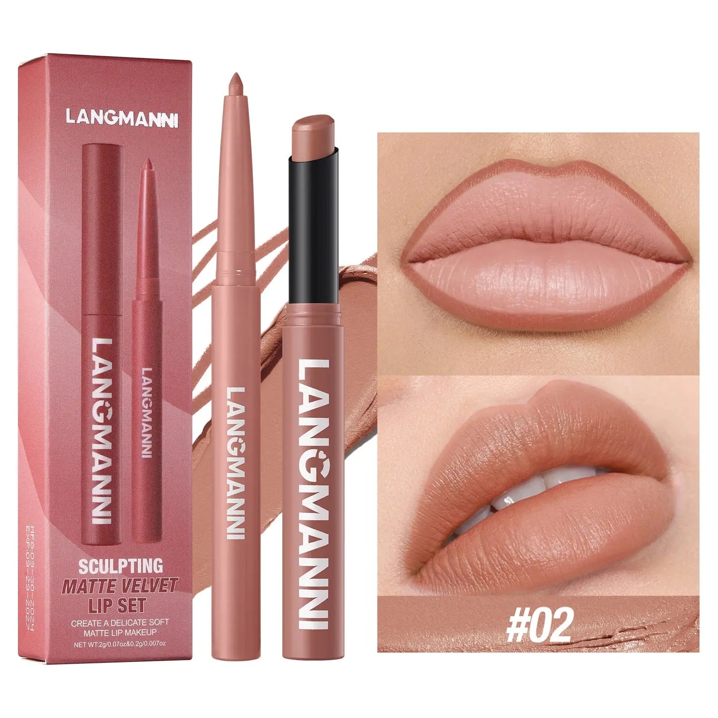 Integrated waterproof lipliner+lipstick lipstick lipstick set,no smudge,no fade,no cup,durable,easy to create a perfect makeup! High Class Cosmetics