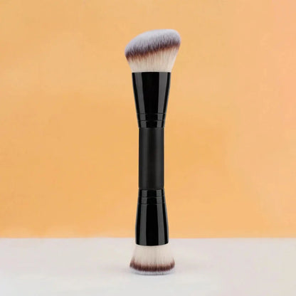 Facial Makeup Brush, a Portable Double-Headed Multi-Functional Makeup Brush, Foundation Brush, Contour Brush, Loose Powder Brush, Blush Brush, All-In-One Makeup Brush Suitable for Men and Women High Class Cosmetics