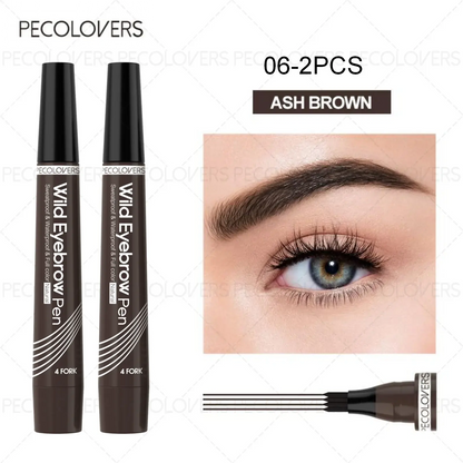 6 Colors 1pc Eyebrow Pen Waterproof 4 Split Tip Eyebrows Pen Eyebrow Tattoo Pen Waterproof Liquid Black Eyebrow Makeup Pencil High Class Cosmetics