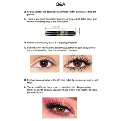 4D Black Mascara Thickening, Lengthening, Curling, Waterproof Liquid Fiber Mascara High Class Cosmetics