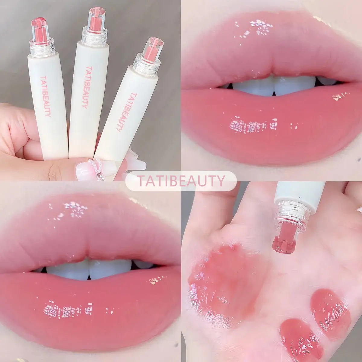 TATIBEAUTY Lip Jelly Essence Hydrating Lipstick Lip Gloss Lip Gloss Mirror Lip Gloss Lipstick Tender Pink Student Makeup High Class Cosmetics