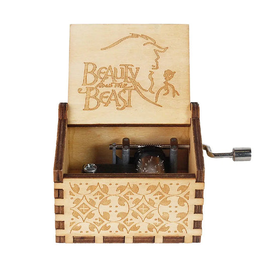 Vintage Wooden Music Box Beauty And Beast Romantic La Vie En Rose Music Box Valentine's Day Gift High Class Cosmetics
