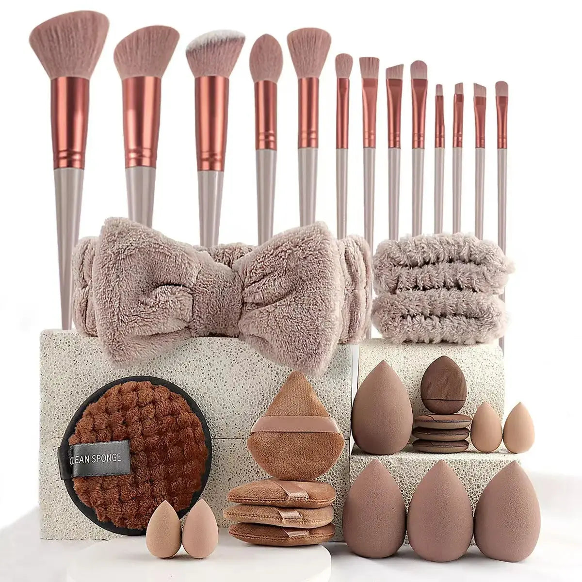33pcs beauty set makeup kit  large and small beauty sponges for flawless makeup application and removal of makeup full set High Class Cosmetics