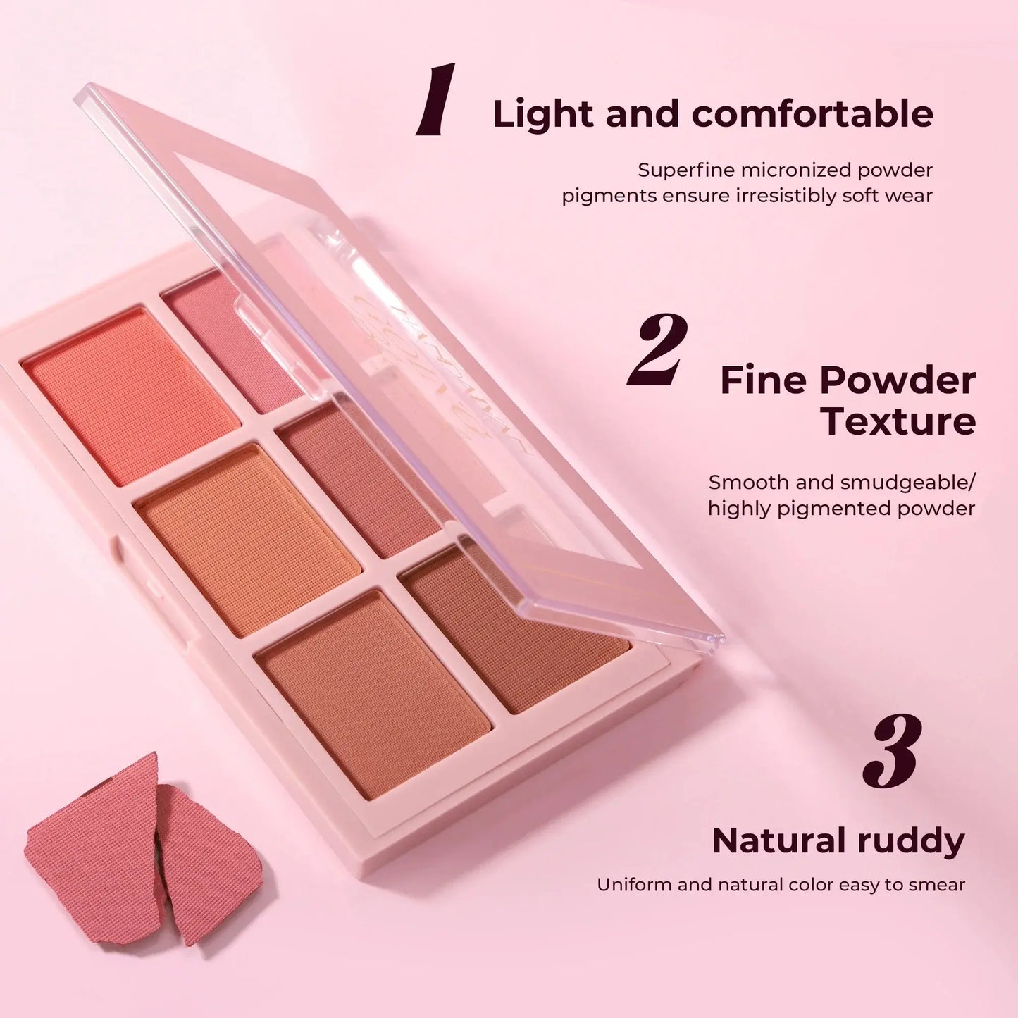 Matte Blush Palette Highly Pigmented Long Lasting Face Makeup Natural Finish Brighten Skin Contour Highlight Powder High Class Cosmetics