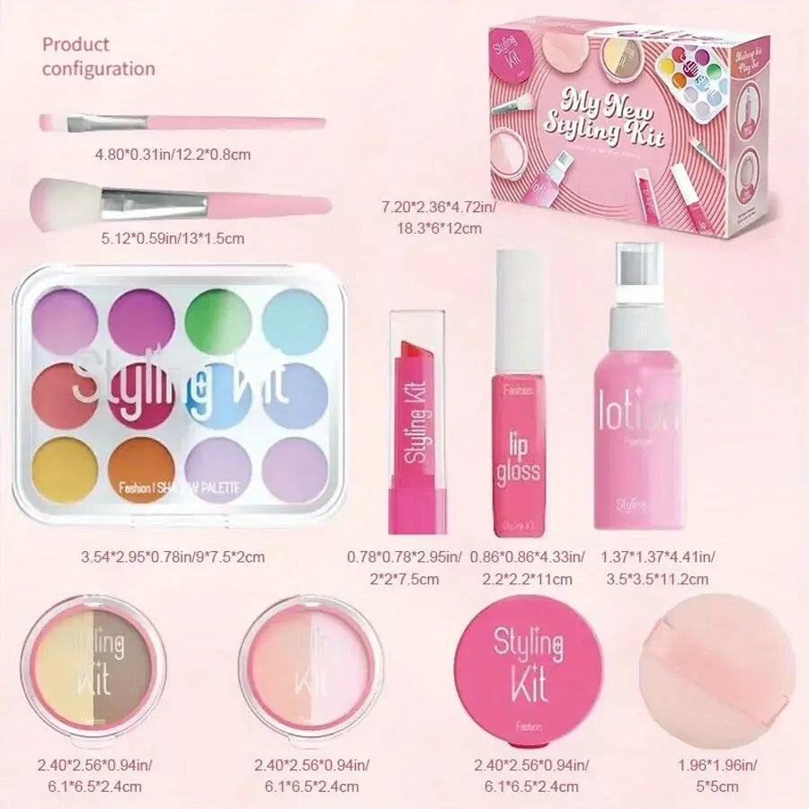 Children's Makeup Toy Set Simulated Beauty Makeup Box Set No Smearing No Liquid 10 Piece Non-toxic Set (Non Real Makeup) High Class Cosmetics