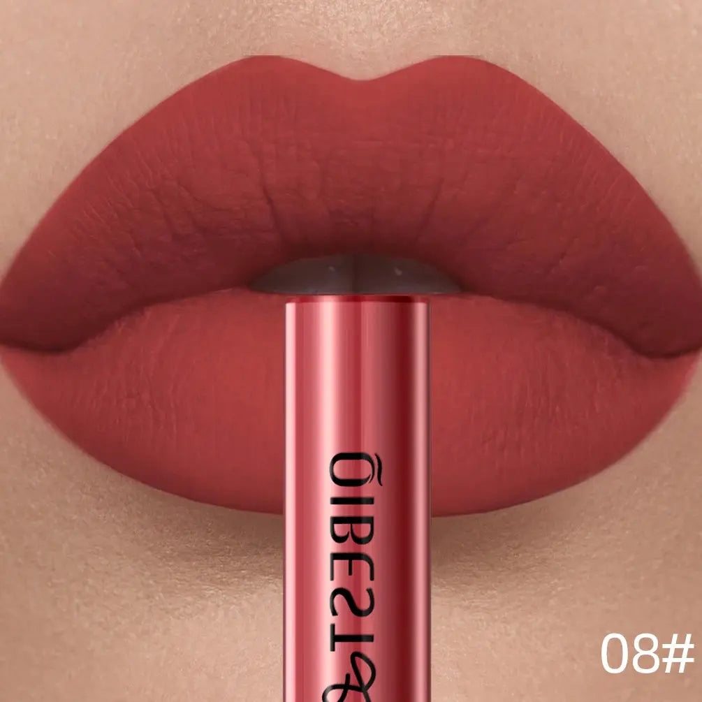 QIBEST Matte Liquid Lipstick Waterproof Long Lasting Velvet Lip Gloss Tint Tube Matte Nude Pigment Red Lipgloss Lips Makeup High Class Cosmetics