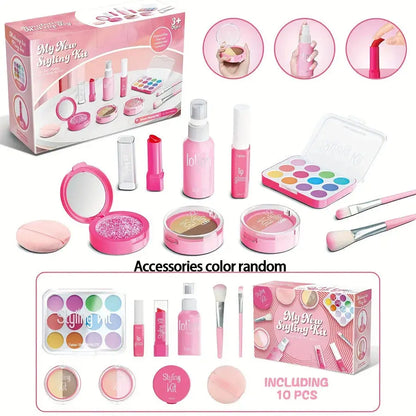 Children's Makeup Toy Set Simulated Beauty Makeup Box Set No Smearing No Liquid 10 Piece Non-toxic Set (Non Real Makeup) High Class Cosmetics