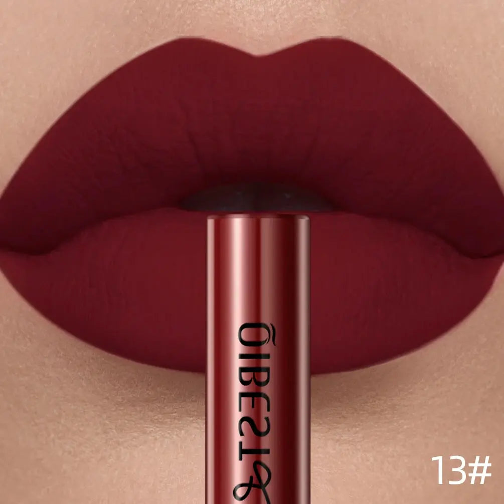 QIBEST Matte Liquid Lipstick Waterproof Long Lasting Velvet Lip Gloss Tint Tube Matte Nude Pigment Red Lipgloss Lips Makeup High Class Cosmetics