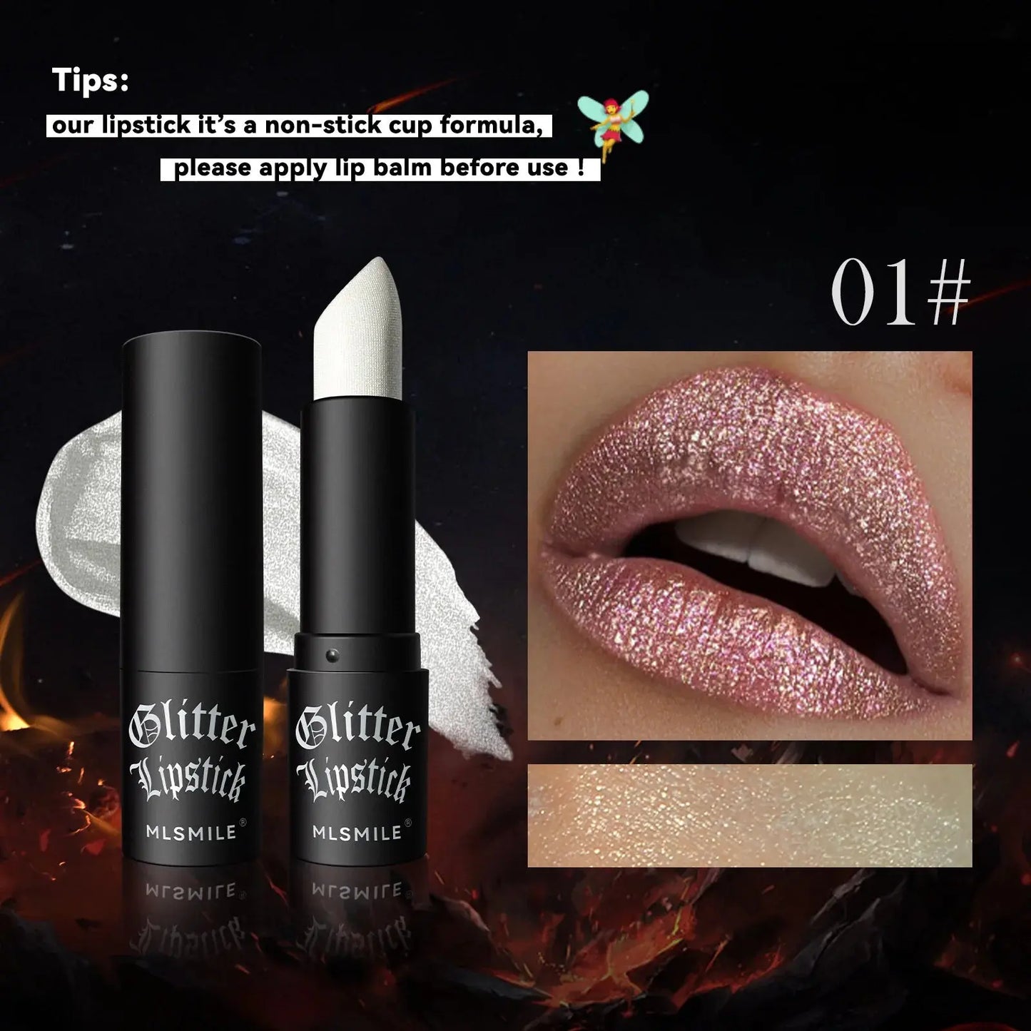7Colors Glitter Lipstick Waterproof Long Lasting Diamond Pearlescent Metallic Lipstick Black Lipgloss Women Lips Makeup Cosmetic High Class Cosmetics