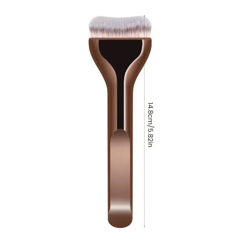 Professional Foundation Brush - Soft Nylon Bristles, Elegant Brown Handle, for BB Cream, Liquid Foundation, Powder - Travel High Class Cosmetics
