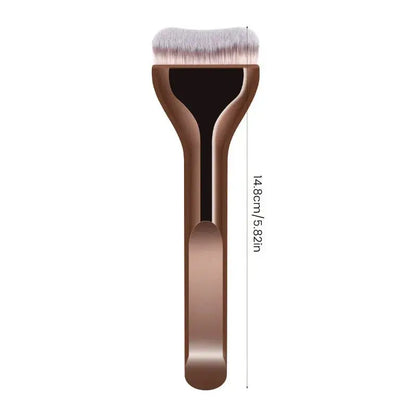 Professional Foundation Brush - Soft Nylon Bristles, Elegant Brown Handle, for BB Cream, Liquid Foundation, Powder - Travel High Class Cosmetics