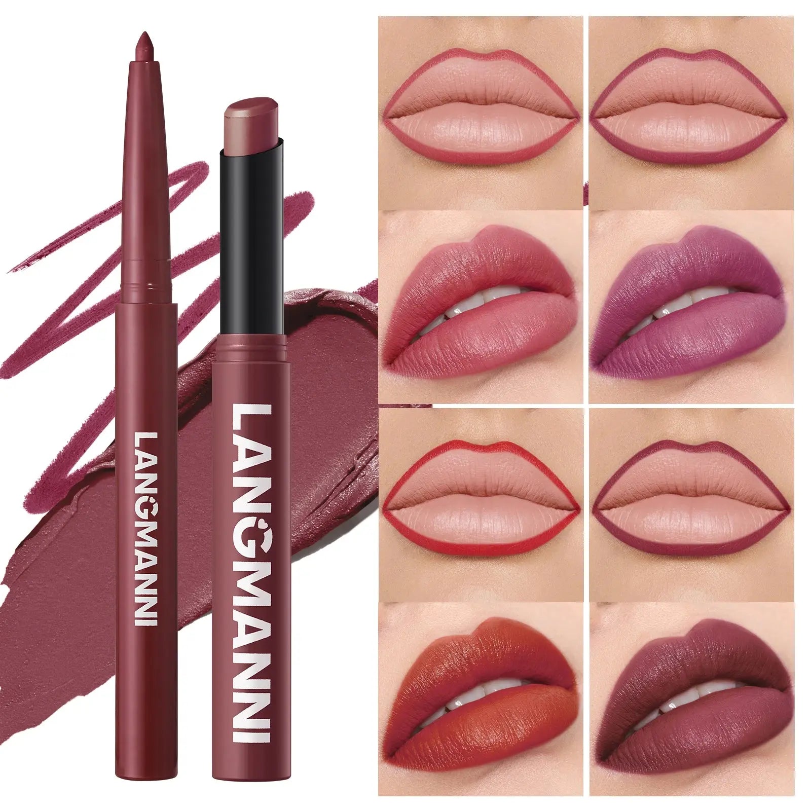 Integrated waterproof lipliner+lipstick lipstick lipstick set,no smudge,no fade,no cup,durable,easy to create a perfect makeup! High Class Cosmetics