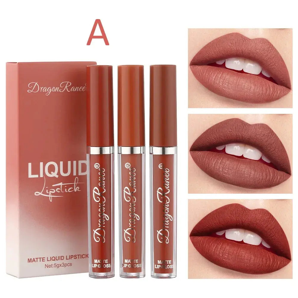 3 PCS Liquid Lipsticks Set Long Lasting Make Up For Women Korean Beauty Cosmetics Matte Lipsticks Waterproof Long lasting High Class Cosmetics