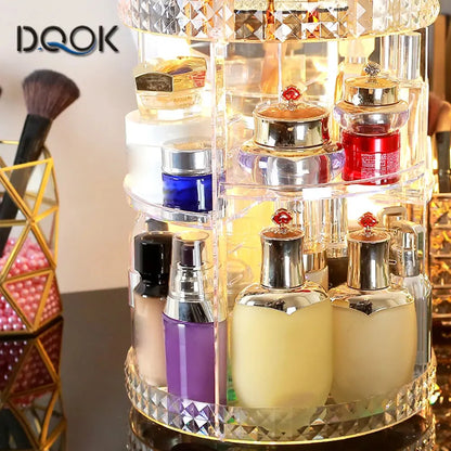 360 Degree Rotation Make Up Organizer Box Cosmetic Organizer Transparent Fashion Spin Multi-Function Detachable Acrylic High Class Cosmetics