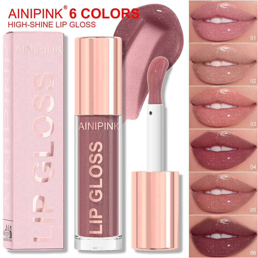Glitter Lip Gloss Lipstick, Lip Tint Moisturizing Hydrating Long Lasting  Non-Stick Cup Waterproof Nude Lip Plumper High Pigment High Class Cosmetics