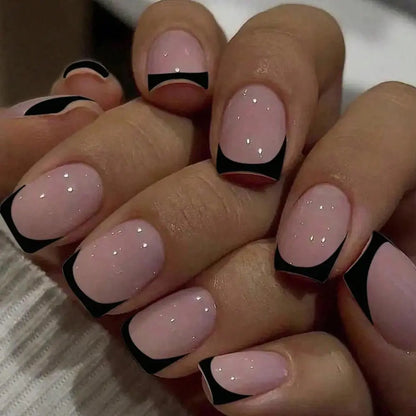 24pcs/set short square fake nails for women cute bride heart white french tips faux ongles y2k press on false nail supplies High Class Cosmetics