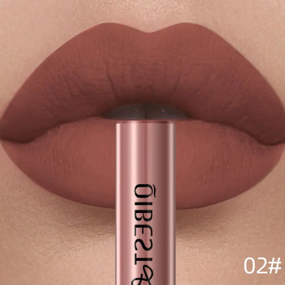 QIBEST Matte Liquid Lipstick Waterproof Long Lasting Velvet Lip Gloss Tint Tube Matte Nude Pigment Red Lipgloss Lips Makeup High Class Cosmetics