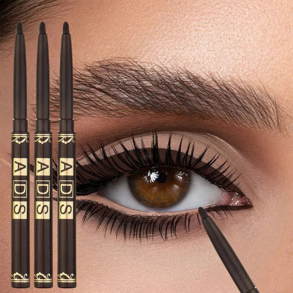 3pcs Black Eyeliner Pencils -Waterproof, Sweatproof & Smudge-Proofwith Easy Twist Application for Flawless Eye Makeup High Class Cosmetics