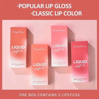 3 PCS Liquid Lipsticks Set Long Lasting Make Up For Women Korean Beauty Cosmetics Matte Lipsticks Waterproof Long lasting High Class Cosmetics