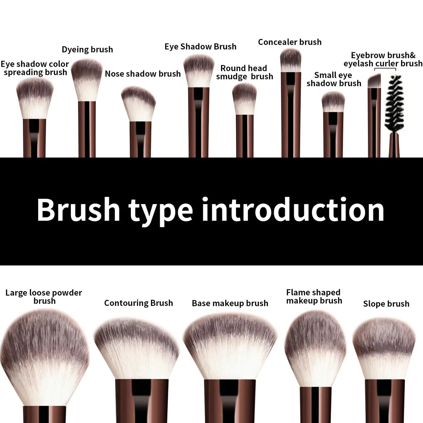 13PCS Makeup Brush Set Foundation Concealer Powder Eyeshadow Blush Brush Kabuki Blending Cosmetic Beauty Tool for Face High Class Cosmetics