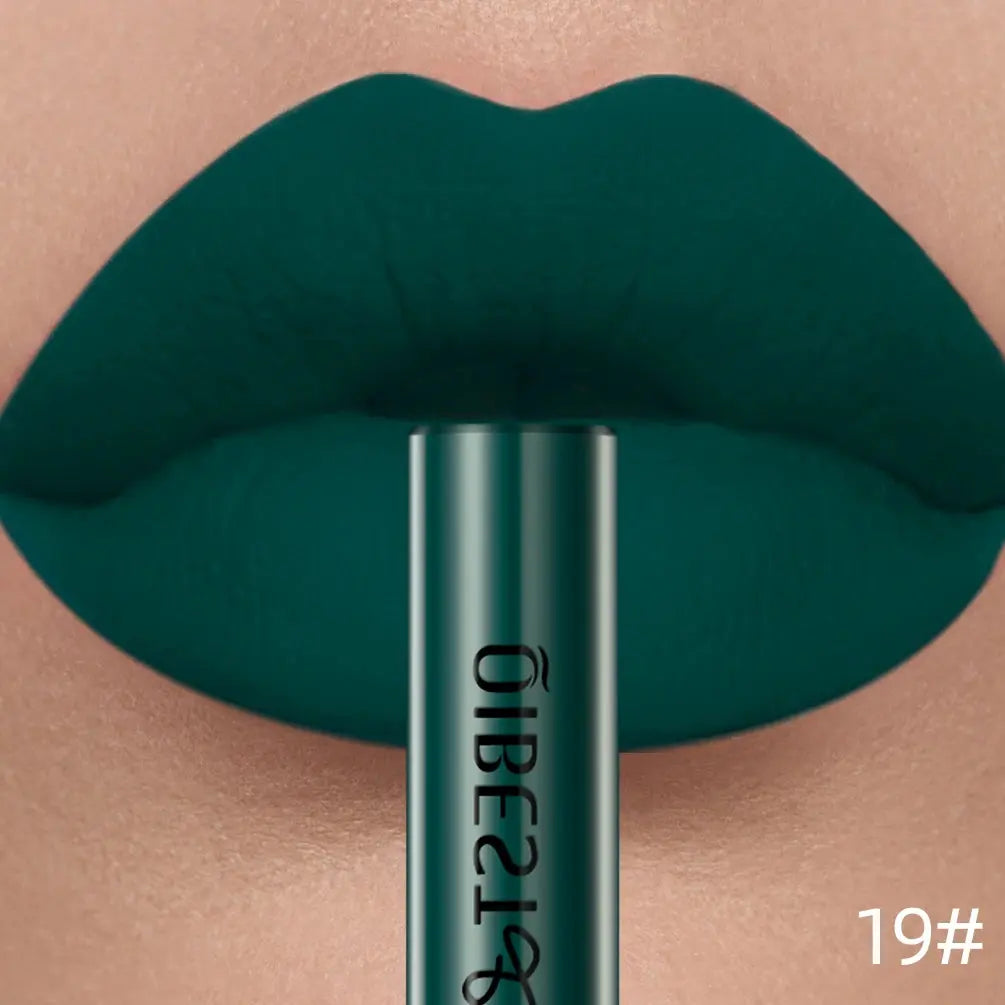 QIBEST Matte Liquid Lipstick Waterproof Long Lasting Velvet Lip Gloss Tint Tube Matte Nude Pigment Red Lipgloss Lips Makeup High Class Cosmetics