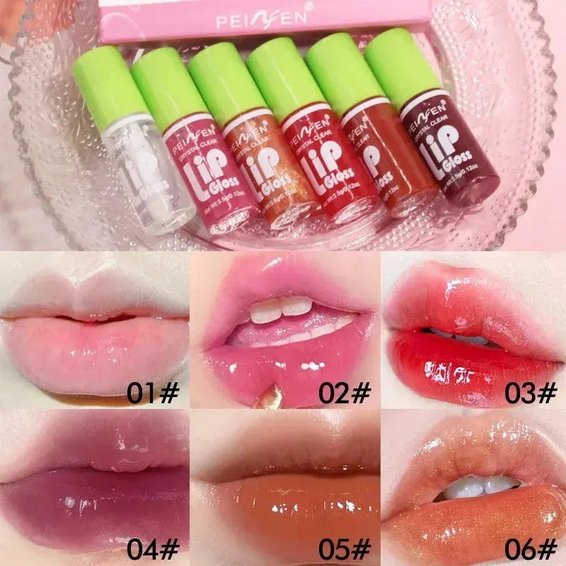 6PCS Moisturizing Lip Gloss Transparent Lip Oil Hydrating Lip Glaze Lip Plumper Hydrating Make Up Liquid Lipstick Lips Cosmetics High Class Cosmetics