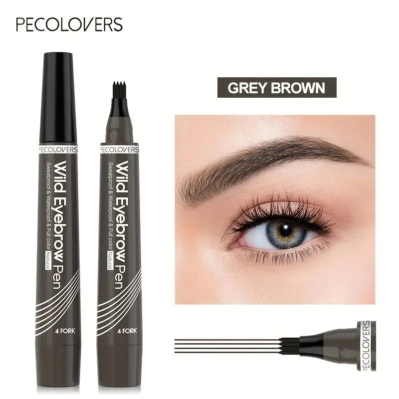 6 Colors 1pc Eyebrow Pen Waterproof 4 Split Tip Eyebrows Pen Eyebrow Tattoo Pen Waterproof Liquid Black Eyebrow Makeup Pencil High Class Cosmetics