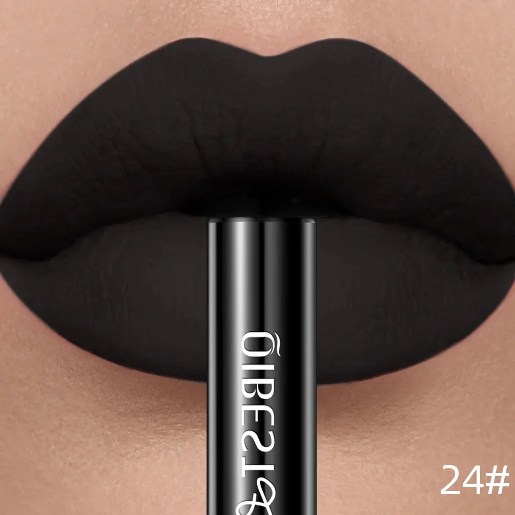 QIBEST Matte Liquid Lipstick Waterproof Long Lasting Velvet Lip Gloss Tint Tube Matte Nude Pigment Red Lipgloss Lips Makeup High Class Cosmetics